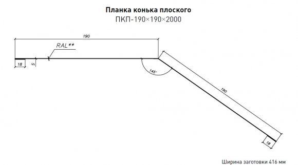 Конек плоский 190х190 Стинержи СТАЛЬНОЙ КАШЕМИР 2