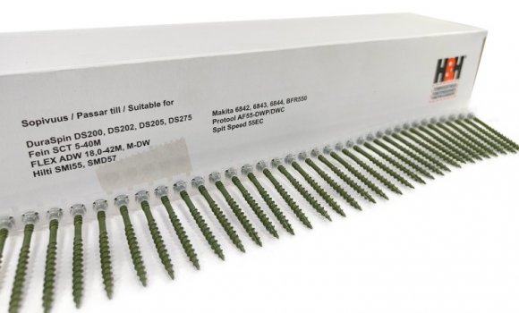 Ленточные саморезы H&H PH2 4.2x55mm (Ruspert Green, дерево-дерево 1000 шт) Ленточные саморезы H&H PH2 4.2x55mm (Ruspert Green, дерево-дерево 1000 шт)