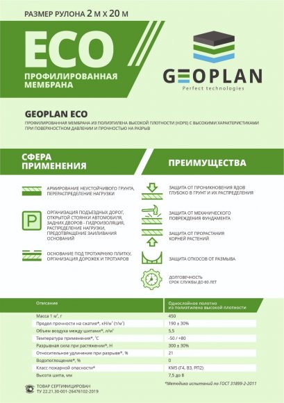 Мембрана профилированная Geoplan Eco