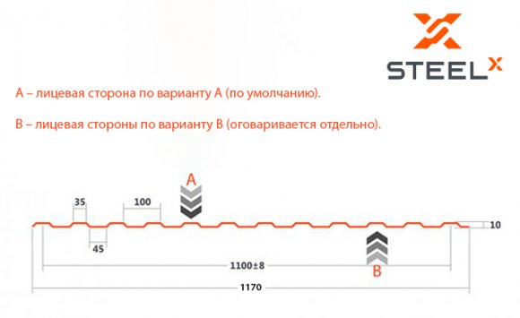 Профнастил C10 SteelX SKARDEX чертеж Профнастил C10 SteelX SKARDEX чертеж